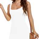 AUHEGN Women's Summer Tank Dresses Square Neck Backless Sleeveless Dress Slim Fit Cotton Bodycon Club Party Mini Dresses (White), Size: Small
