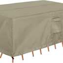OutdoorLines Outdoor Waterproof Patio Table Furniture Set Covers - Rectangle Couch Sectional Cover Outside Weatherproof Patio Furniture Covering for Deck, Lawn and Backyard 90"L x 64"W x 28"H, Camel