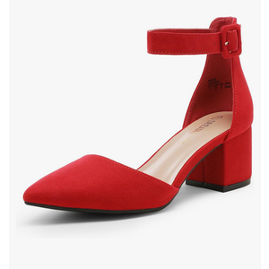 DREAM PAIRS ANNEE Pointed Toe Low Chunky Heels Pump Shoes, Size 8.5