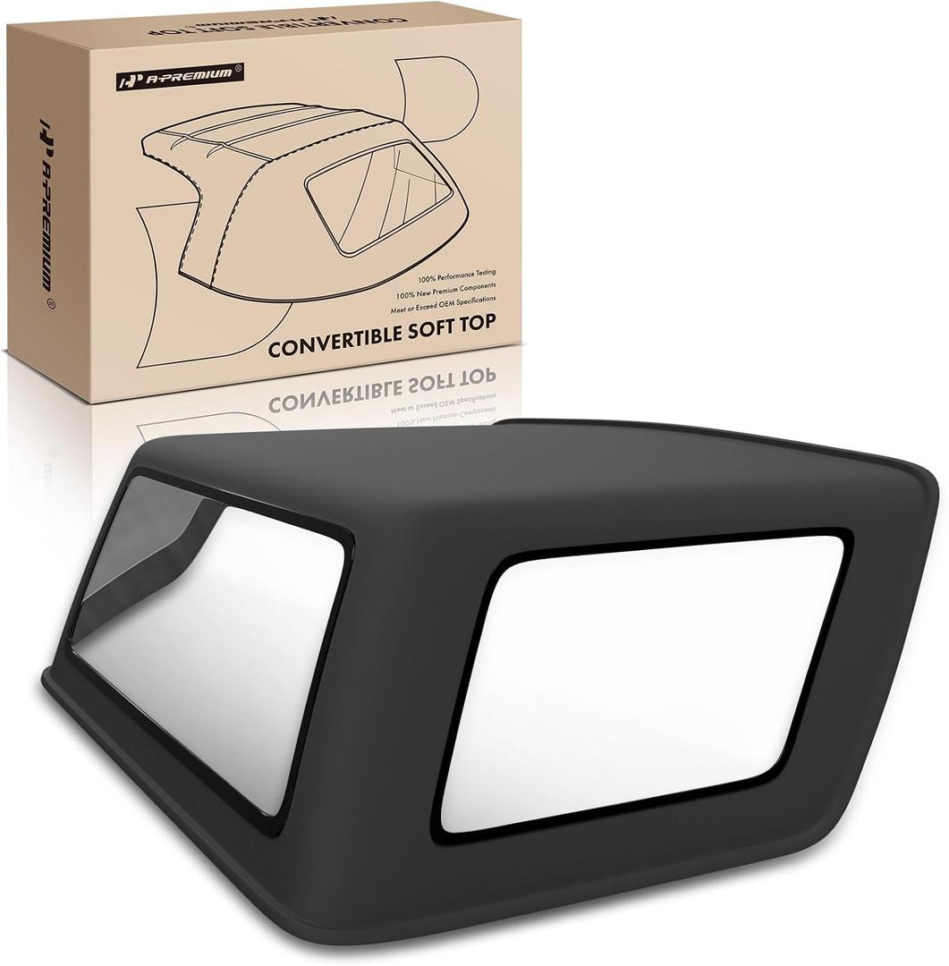 A-Premium Black Convertible Soft Top with Clear Plastic Window Compatible with Isuzu Amigo 1998-2000, Rodeo 2000-2002, Sport Utility