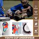 Davion Baseball Cup Youth Boys Underwear with Protective Athletic Cup for Boys, Soft Sports Protection for Baseball Football (White, M)
