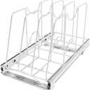 Pull Out Cookie Sheet Organizer for Cabinet, Pan and Pot Rack, Cutting Board Organizer Rack, Baking Tray Organizer for Cabinet, Adjustable Divider Width, 11" W x 22" D x 11.8" H, Chrome