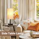 Bedside Table Lamps for Bedroom Set of 2 - Small Rectangular Nightstand Lamp with AC Outlet Charging Port, 3 Color Temperatures Desk Light with Bulb, Tabletop Reading Lamp for Living Room/Dorm/Office