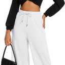 M MOTEEPI Women Sweatpants Wide Leg 30" Lounge Sweat Pants Casual Baggy Trousers with Elastic Waist Straight Leg (White)
