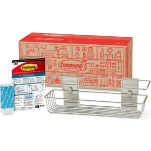 Command Shower Caddy Satin Nickel with Water Resistant Command Strips, Bathroom Organizer, Holds up to 6.5 lbs