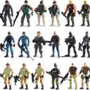 18 Pcs Special Forces Army Men Soldier Combat Movable Action Figures Army Guys Plastic Toy Soldiers Playsets Military Toy Men with Military Weapons and Accessories for Teens Party Decoration, 4 Inch