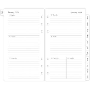2026 Weekly & Monthly Planner Refill, A6 Small Size Planner Inserts with Monthly Tabs, Size 3, 3.8"x6.8", Jan. 2026 - Dec. 2026, 6-Hole Punched