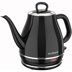 Electric Gooseneck Kettle, 1L 1500W Fast Boil, 100% Stainless Steel BPA Free Pour-Over Coffee & Tea Kettle, Water Boiler with Auto Shut & Boil-Dry Protection, Black