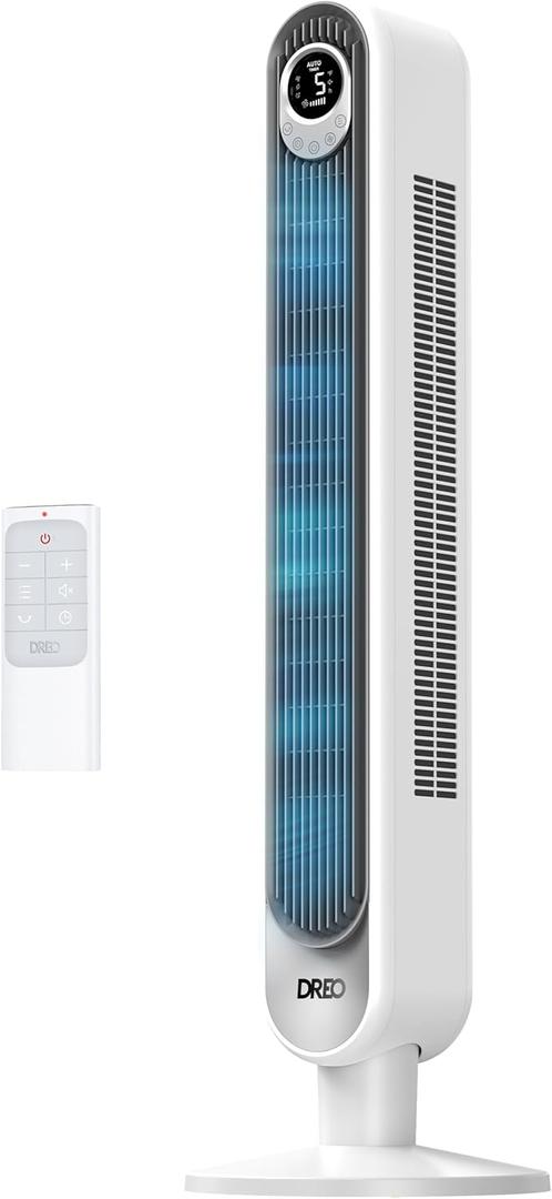 Dreo Tower Fan 42 Inch,Quiet Oscillating Bladeless Fan with Remote, 6 Speeds, 4 Modes, LED Display, 12H Timer, White Floor Standing Fan Powerful for Indoor Home Bedroom Office Room