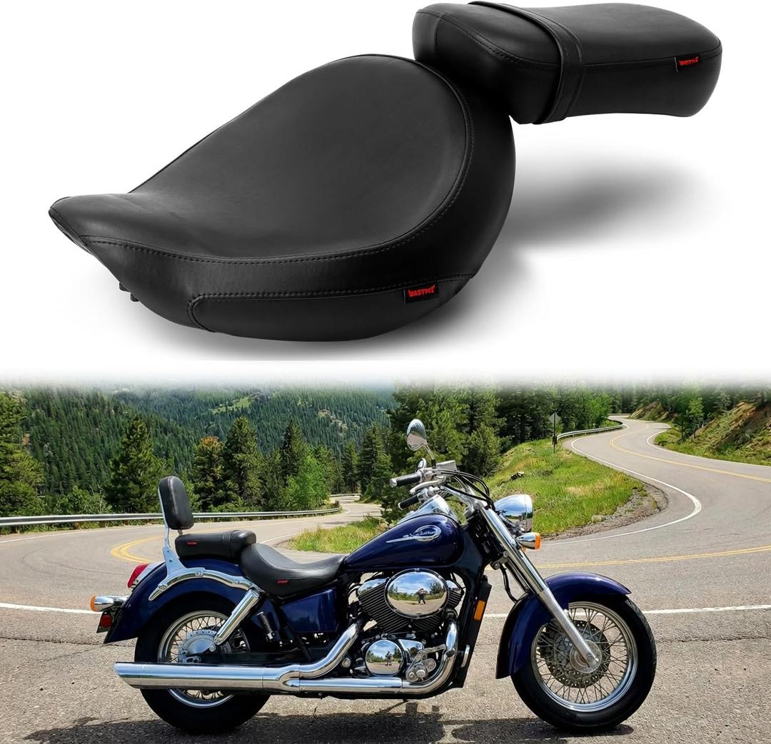 Motorcycle Driver Passenger Seat Black Without Pattern Compatible with Shadow ACE VT750 VTC750C VTC750CD 1998-2003