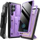 TONGATE for Samsung Galaxy S25 Ultra Case, [with Privacy Screen Protector & Slide Camera Cover] [2 Front Frames] Full-Body Heavy Duty S25 Ultra Case with Stand & Belt Clip Holster, Purple Privacy