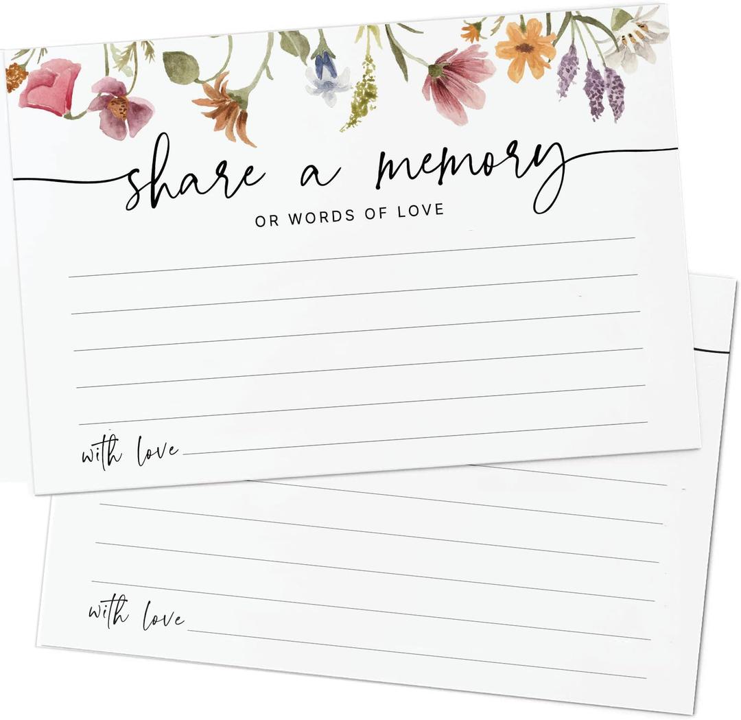 GardenCity Share a Memory Card - 50 Pack, Share a Memory Cards for Celebration of Life, Funeral, Memorial, Birthday, Graduation, Bridal Shower, 4 x 6", Wildflower