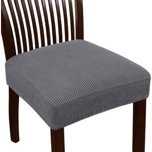 Turquoize Stretch Dining Chair Covers Seat Covers for Dining Room Chair Covers Set of 6，Removable Washable Kitchen Chair Seat Cushion Slipcovers Protector, Gray