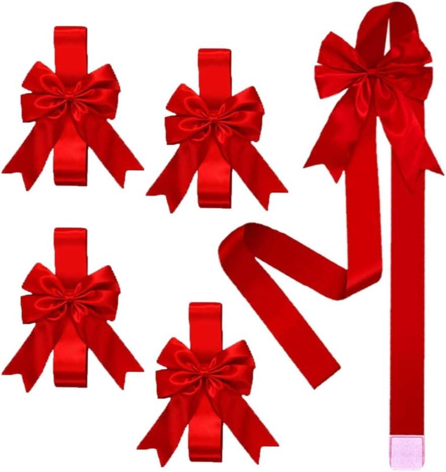 4 PCS Cabinet Door Festive Ribbons and Bows Decoration Holidays, Red