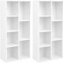 VASAGLE Set of 2 Bookcases, Bookshelves, 7 Compartments, Freestanding Shelves and Cube Organizers, Display Shelves for Small Spaces, for Living Room, Bedroom, and Home Office, Cloud White ULBC27WT-2