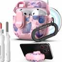 TATOFY for AirPod 4th Gen Case with Phone Stand Lock Carabiner Cleaning Kit, Floral AirPods 4 Hard Shell Dustproof Cover for Women, MagSafe Compatible (Butterfly, AirPods 4th)