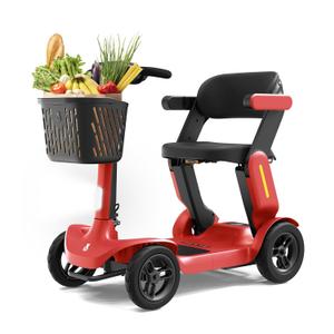 S3 Foldable Mobility Scooter for Seniors, Adults - 25 Miles Range, 6mph, 265lbs Loading, Lightweight Powered Mobility Scooter with PAI Safety System & 4 Wheels for Outdoor Travel, Red