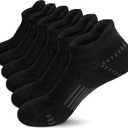 Airacker Ankle Athletic Running Socks Cushioned Breathable Low Cut Sports Tab Socks for Men and Women (6 Pairs) (9-12, Light Black)