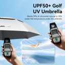 LIDOMPO 68 Inches Uv Protection Golf Umbrella For Sun Protection With Large Windproof Vented Double Canopy, Push-Button Auto Open Black/Silver