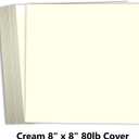 100 x Hamilco 8x8 Cream White Scrapbook Cardstock Paper 80lb Cover Card Stock 100 Pack