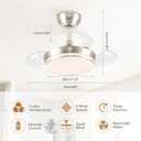 STERREN 30" Retractable Ceiling Fans with Lights, Dimmable LED Ceiling Fan Remote Control, Modern Small Fan Light for Bedroom Living Room Dinning Room Kitchen, 3000K-6500K, 6 Speed (Brushed Nickel)