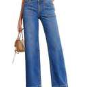 Sidefeel Women's High Waisted Wide Leg Jeans Stretchy Tummy Control Straight Leg Denim Pants Light Blue Size 8