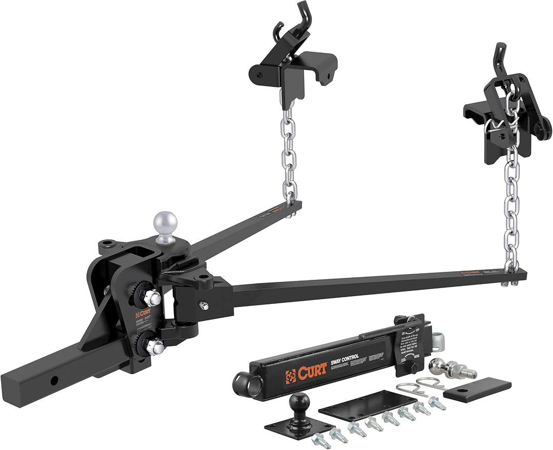CURT 17322 Short Trunnion Bar Weight Distribution Hitch with Sway Control, Up to 10,000 lbs., 2-Inch Shank, 2-5/16-Inch Ball