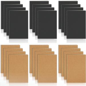 24 Pack Pocket Notebook, 3.5"x 5", Thick & Lined Paper, A6 Mini Journal, Softcover, Small Memo Notepad (Black & Brown)