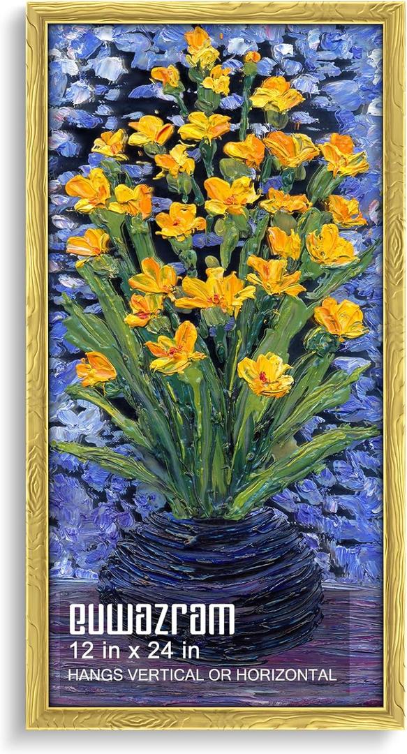 Ornate Gold 12x24 Frame - Single Frame, 12 x 24 Poster Frame for Artwork, Puzzles, Photos and Movie Posters Picture Frames, Perfect Christmas Frame