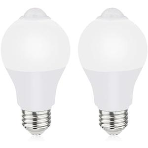 Motion Sensor Light Bulbs for Outdoor Indoor, 9W A19 Motion Detector Led Bulb, 60 Watt Equivalent, E26 800lm 5000K Daylight, Dusk to Dawn Motion Activated Security Lights for outside, Inside (2 Pack)