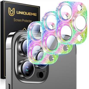 UniqueMe 3 Packs Compatible for iPhone 14 Pro Max/iPhone 14 Pro Camera Lens Protector Acrylic [Not Glass],[Case Friendly][Scratch-Resistant][Night Shooting Mode]-Glitter Colorful