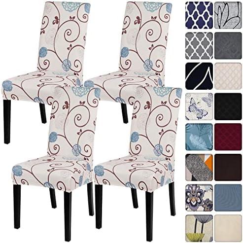 SearchI Dining Room Chair Covers Set of 4, Stretch Printed Parsons Chair Slipcovers Super Fit Spandex Removable Washable Kitchen Chair Protector Cover for Dining Room, Hotel, Ceremony (Ball Flower)