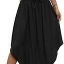 Verdusa Women's Asymmetrical Ruffle Maxi Skirt Shirred Drawstring High Waisted Long Skirts Mediun