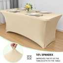 Obstal 6ft Stretch Spandex Table Cover for Standard Folding Tables - 2 Pack Universal Rectangular Fitted Tablecloth Protector for Wedding, Banquet and Party, 72L x 30W x 30H Inches, Champagne, 2pc