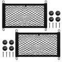 Frienda 2 Pieces Stretchable Small Cargo Net Pocket Storage Mesh Net Elastic Automotive Storage Pouch with 8 Pieces Mounting Screws and Hooks for Truck Car SUV Boats(21 x 9.8 Inches)