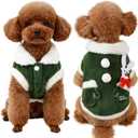 Pet Christmas Costumes Dog Xsmas Tree Clothes Pet Christmas Party Apparel Soft Velvet Winter Sweater Dogs Cats Outfit (Green)