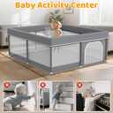 79"x71" Extra Large Baby Playpen - Playard with 2 Pull Up Rings & Storage Bag Stable Manual Assembly Baby Fence with Anti-Collision Sponge Sturdy Stainless Steel Play Yard for Toddlers Dark Grey