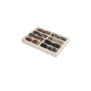 Coward Sunglass Organizer, Beige Velvet Glasses Trays - Eyeglasses Watches Jewelry Display - Men Women (8 Grids)