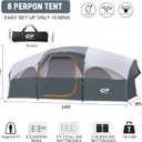 CAMPROS CP Tent 8 Person Camping Tents, Weather Resistant Family Tent, 5 Large Mesh Windows, Double Layer, Divided Curtain for Separated Room, Portable with Carry Bag, 168"l X 108"w X 72"h