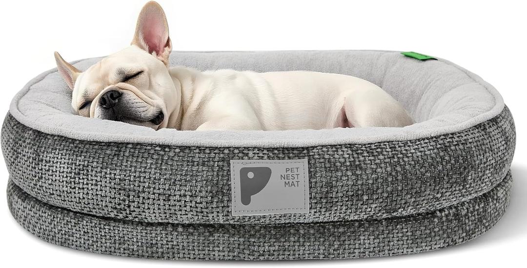 Dog Beds for Small Dogs, Orthopedic Bed with Removable Cover&Non-Slip Bottom Couch Bed with Four-Sided Bolster Grey, Small (25 x 20 Inch)