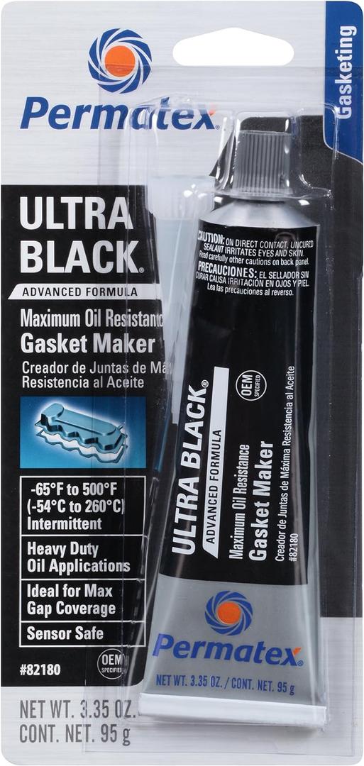 Permatex 82180-12PK Ultra Black Maximum Oil Resistance RTV Silicone Gasket Maker, 3.35 oz. Tube (Pack of 12)