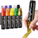 Acrylic Paint Markers, 10 Colors Poster Markers Jumbo 16mm Wide Tip Permanent Ink 36g, Thick Acrylic paint pens for Fabric, Poster, Glass, Rock Painting, Stone, Wood, Car, Ceramic