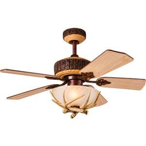 Antler Rustic 52-Inch Ceiling Fan with Light and Remote, Red Bronze