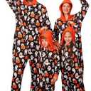 VNVNE Matching Halloween Onesie Pajamas for Family/Couples/Women/Men, Skeleton Holiday One Piece Adults Pjs Sleepwear, Size XL