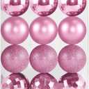 2.36" Christmas Balls Christmas Tree Ornaments Shatterproof Plastic Holiday Ornament Festival Hanging Ball Holiday Decorations Set of 24pcs (Pink)