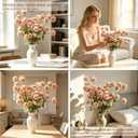 8pcs Blush Pink Fake Silk Pompon Mum Artificial Flowers,Mini Artificial Chrysanthemums with Stems,Faux Flowers For Vase,for Wedding Centerpieces, flower arrangements, vase fillers, and home decor