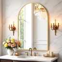 Atilioo Bathroom Mirror for Wall, 38x26 Inch Arched Mirror, Matte Gold Metal Framed Bathroom Vanity Mirrors for Restroom Farmhouse, Anti-Rust, Tempered Glass, Hanging or Leaning