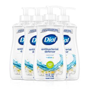 Dial Antibacterial Defense Liquid Hand Soap + Aloe, White Tea Scent, 11 Fl Oz (Pack of 4), Dermatologist-Tested Hand Wash, Gentle Formula Dial Antibacterial Defense Liquid Hand Soap + Aloe, White Tea Scent, 11 Fl Oz (Pack of 4), Dermatologist-Tested Hand Wash, Gentle Formula