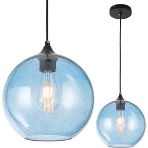 Blue Glass Pendant Lights Kitchen Island Lighting Globe Pendant Light Fixtures Modern Pendant Lighting for Kitchen Island Bedroom Living Dining Room Light Fixture,7.8inch