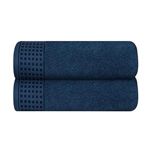 GLAMBURG 100% Cotton 2 Pack Oversized Bath Towel Set 28x55 Inches, Ultra Soft Highly Absorbant Compact Quickdry & Lightweight Large Bath Towels, Ideal for Gym Travel Camp Pool, Mineral Blue